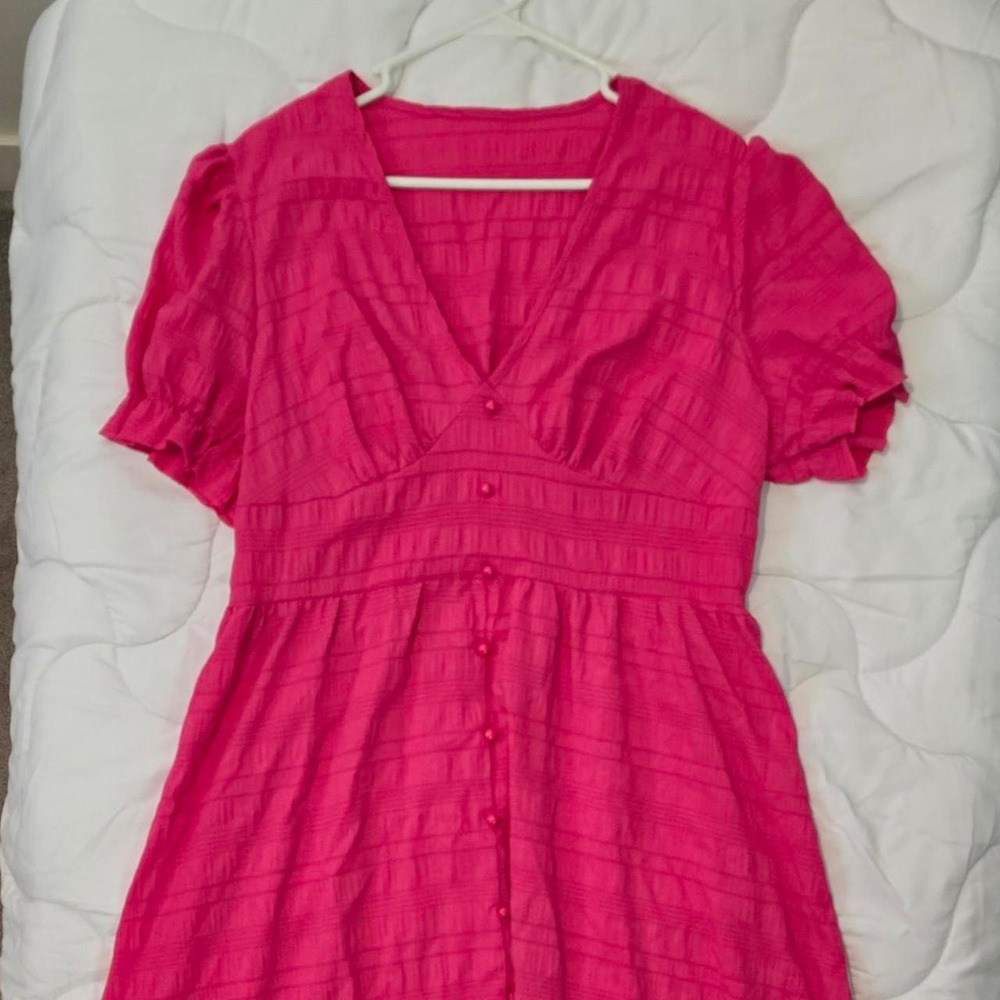 SHEIN Curve 1XL Pink Dress with subtle grid texture